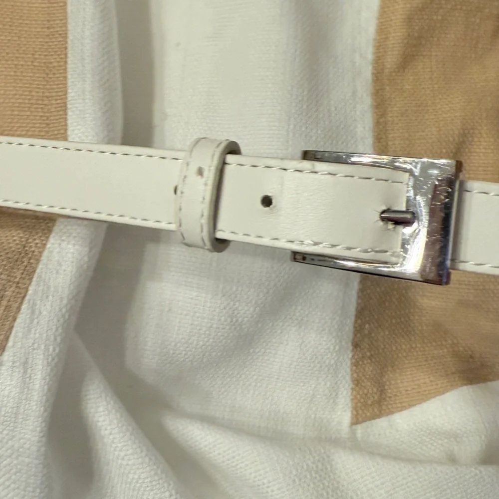 Anne Klein Cream and Tan Sheath Dress w/Belt  Size 2 - Picture 9 of 13